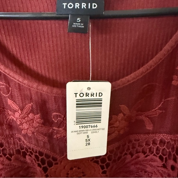 Torrid Woman’s Plus Size Brick Red Longsleeve Blouse Tunic 5X NWT - Picture 6 of 6